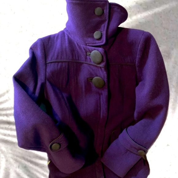 Soia & Kyo Purple Wool Fitted Pea Coat Size Small - Picture 1 of 15